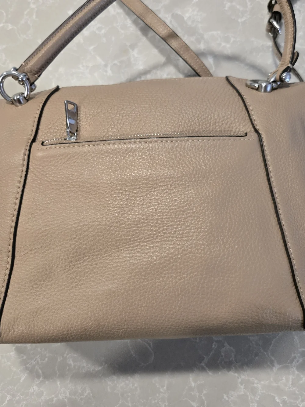 Coach Casey Pebble Leather Satchel in Beige